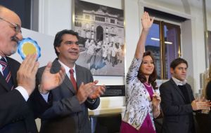 Cristina Fernandez and most of the cabinet during the several announcements made on national television