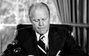 Ford would later pardon Nixon of any criminal culpability in a move that may have cost him the 1976 presidential election, won by Democrat Jimmy Carter.