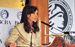 Addressing the Buenos Aires Stock market, Cristina Fernandez insisted with her defiant attitude, and also criticized congressional opposition 