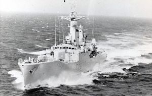 HMS Plymouth was one of the first to arrive to the South Atlantic and later to the Falklands, where she suffered damage during San Carlos landings