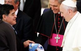 “Today two powers were brought together, the hand of God and that of the Pope,” Maradona said.