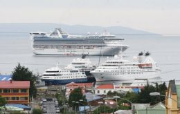 Cruise vessels in Punta Arenas on a busy season day  (Pic LPA)