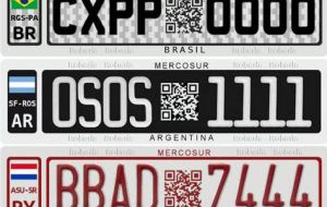 Brazil, Argentina, Paraguay and Uruguay plates