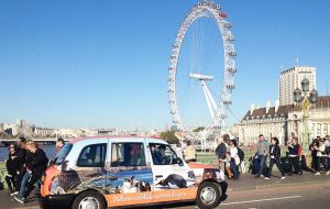 London taxi promotion launches during WTM at the London Eye.