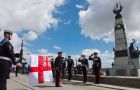 The Royal Navy ceremony at the Battle of the Falklands memorial in Stanley