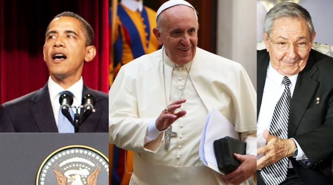 Obama, Pope Francis and Raul Castro. http://en.mercopress.com/data/cache/noticias/48319/0x0/obama-fco-castro.jpg