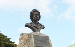 The bronze stands on a stone plinth, looking out at the sea, and was unveiled precisely on Margaret Thatcher's Day, January 10