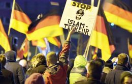 In Dresden the weekly anti-Islam rallies started last October organized by a group called the Patriotic Europeans against the Islamization of the West (Pic AP)