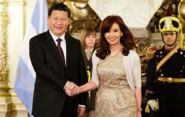 Cristina Fernandez with Xi Jinping during her recent visit to China when she signed the raft of agreements