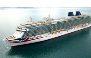 The P&O Britannia is 142,00 gross tons, carries 3,600 passengers and was built at the Fincantieri shipyard in Italy.