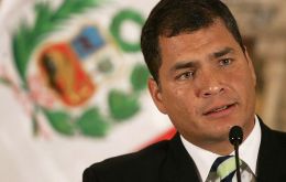 Ecuadorean president Correa said foreign ministers will meet in Montevideo to prepare the presidential summit