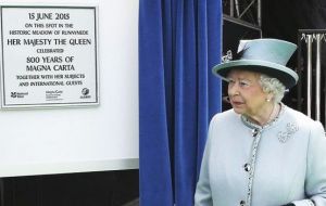The Queen did not give a speech but wrote in the program for the celebration that the Magna Carta's principles were “significant and enduring”