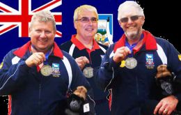 Proud Falklands competitors Dave Peck, Mark Lewis and Graham Didlick won silver medals (Pic C. Eynon by PN)