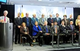 President Vazquez and his cabinet during the announcement of the infrastructure investment plan for the next four years