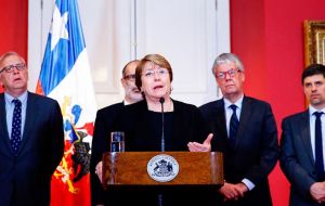 “Once again we must confront a powerful blow from nature,” President Michelle Bachelet said in an address to the nation late Wednesday.