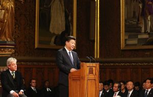 Addressing peers and MPs in Westminster, Xi said that, although his visit had just started, he was “deeply impressed by the vitality of China-UK relations”.