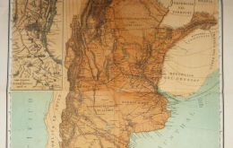 Original version of the Latzina map of 1882, the first official Argentine map produced after the Boundary Treaty of 1881