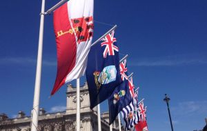 JMS is an excellent opinion for BOT leaders to meet UK ministers and officials. British Overseas Territories flags flying in London