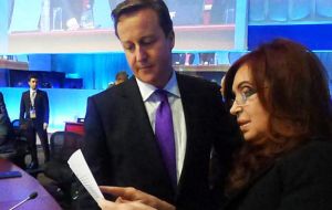 In 2012 president Cristina Fernandez and Cameron clashed at a G20 summit after she tried to hand him a package of papers relating to the Falklands