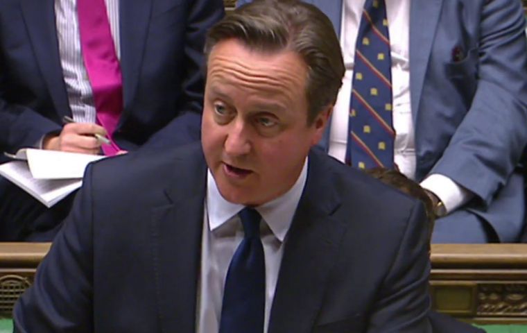 PM Cameron addressing Parliament announcing extra funds for defense equipment