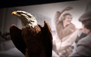 The bold eagle model with the message “with best wishes from Ronald Reagan”, was sold at £266,500 after a flurry of bidding in person, online and by phone.