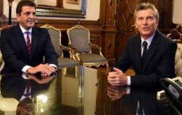 President Macri with Renewall Front leader Sergio Massa during a meeting in Government House, Casa Rosada