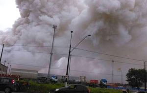 According to the Sao Paulo Port Authority, a fire that flared shortly after the leak began spread to 12 other containers carrying chemical products at the terminal.