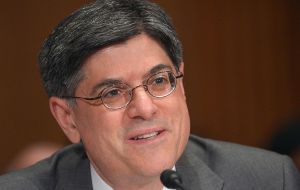 Treasury secretary Jacob Lew announced the US would no further vote against loans to Argentina in multilateral credit organizations such as the World Bank