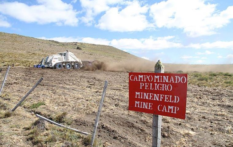 Beware of mines: a sign which has been standing since the seventies