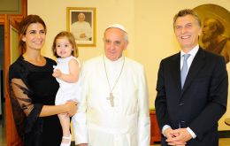 The first time Francis met with Macri was in 2013 when he was the mayor of the City of Buenos Aires. He attended his wife Juliana Awada and daughter Antonia.