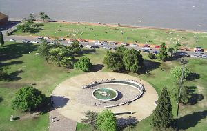 The Malvinas monument is part of the National Flag square overlooking the river Parana in the city of Rosario
