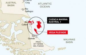 Vega Pleyade development consists of a wellhead platform in 50m water depth, tied back via offshore pipeline to the Rio Cullen and Cañadon Alfa onshore facilities  