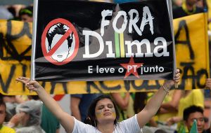 PMDB's national convention met in Brasilia, with vocal hostility to Rousseff with many members shouting “Down with Dilma!” in between speeches.