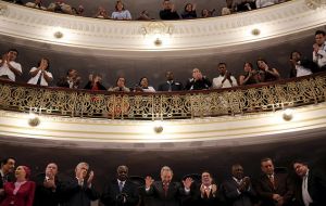 With Raul Castro watching from a balcony at Havana Grand Theater, Obama said the government should not fear citizens who speak freely