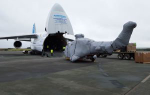 The new helicopters were prepared at BIH’s Newquay base and transported to the Falklands on a giant Antonov AN124, the world's largest aircraft