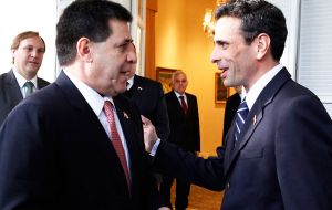 Capriles spoke after meeting with Paraguayan president Horacio Cartes in Asunción.