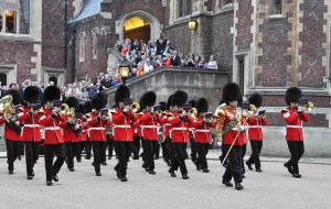 The Band of the Grenadier Guards playing outside Lincoln's Inn