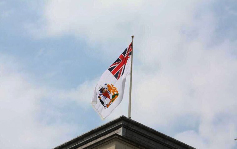 British Antarctic Territory flag flying above Foreign and Commonwealth Office on 21st June