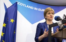 Sturgeon has said that Scotland, where voters backed staying in the EU by a near 2-1 majority, must not be dragged out of the EU against its will. 