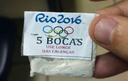 The cocaine envelop with the Olympics logo and colored rings, and obviously the warning, “Keep away from children”   