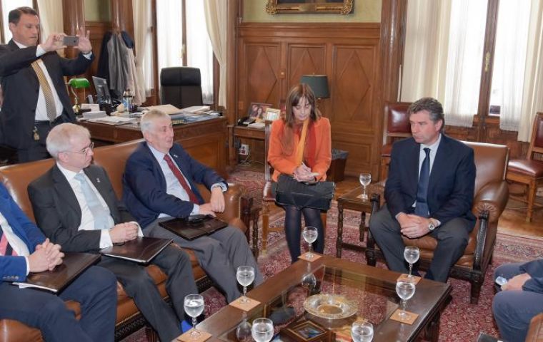 British MPs meet with Uruguay´s president of the Lower House, Gerardo Amarilla at the Palacio Legislativo