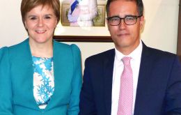 Deputy Chief Minister Joseph Garcia next to First Minister Nicola Sturgeon during the SNP conference in Glasgow