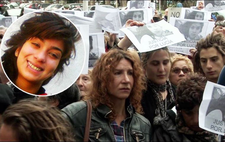 The protesters marched in memory of Lucia Perez on Wednesday, who was found dead in the coastal city of Mar del Plata on October 8. 