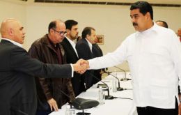 Maduro met in Caracas with five opposition leaders, including Democratic Unity coalition secretary-general Jesus Torrealba and opposition governor Henri Falcon.