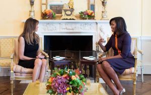 First lady Michelle Obama and future first lady Melania Trump met in the White House residence while their husbands sat together in the Oval Office. 