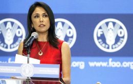 United Nations said Nadine Heredia would remain an FAO employee but she would not take her post until the corruption investigation concludes.