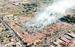 An aerial view of the San Pablito market after the explosion