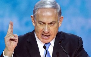 Prime Minister Benjamin Netanyahu repeated on Sunday the Israeli claim that US President Barack Obama and Secretary of State John Kerry were behind the UN resolution condemning his country.