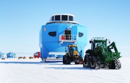 Halley VI Research Station is currently being relocated to a new site 23 kilometres ms upstream