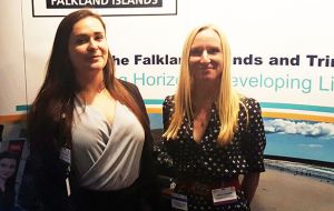 The Falkland Islands' governments stand at the T&T energy conference. Almost a hundred stands are at the show  